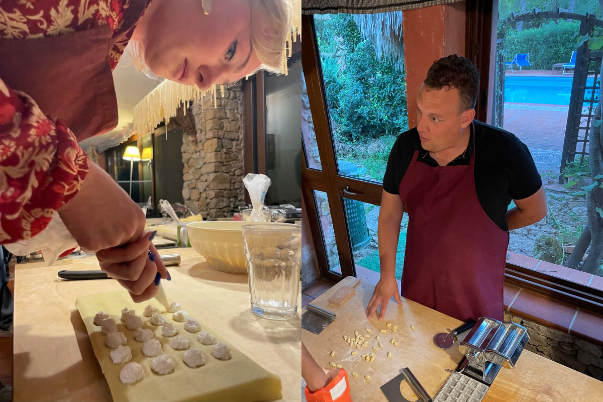 Geert en Daphne aan het koken in Italië